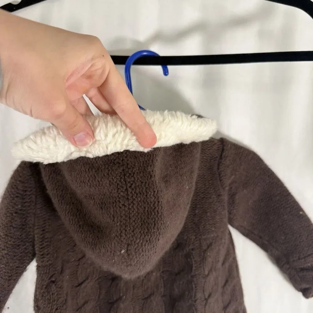 Janie and Jack Sweater Jacket Baby 6-12 Months Brown Knit Lambs Wool Cashmere Bl